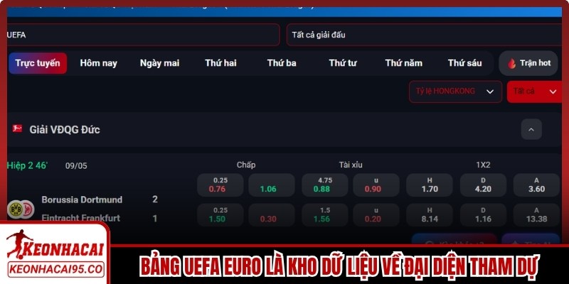 Bảng UEFA Euro là kho dữ liệu tập trung về các đại diện tham dự