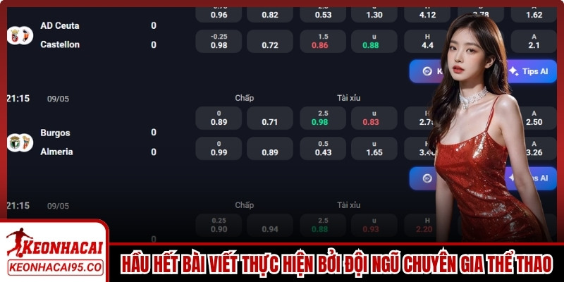 Hầu hết bài viết được thực hiện bởi đội ngũ chuyên gia thể thao