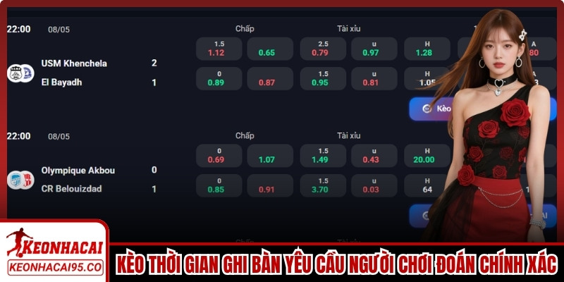 Kèo thời gian ghi bàn yêu cầu người chơi dự đoán chính xác