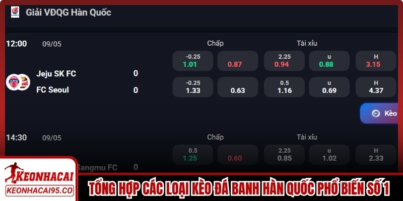 Tổng hợp các loại kèo đá banh Hàn Quốc phổ biến số 1 2026