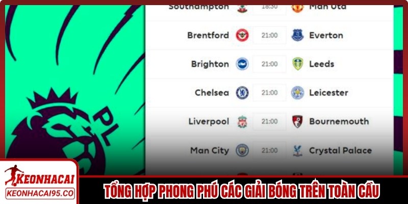 Tổng hợp phong phú các giải bóng trên toàn cầu siêu dễ dàng