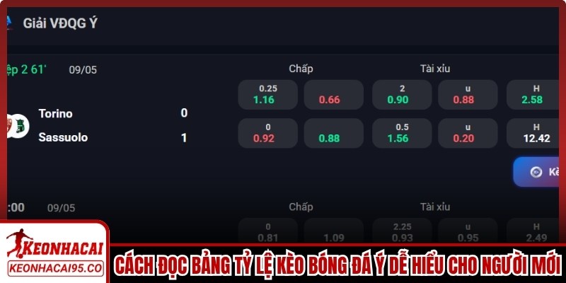 Cách đọc bảng tỷ lệ kèo bóng đá Ý dễ hiểu cho người mới