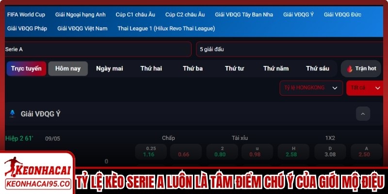 Tỷ lệ kèo Serie A luôn là tâm điểm chú ý của giới mộ điệu túc cầu